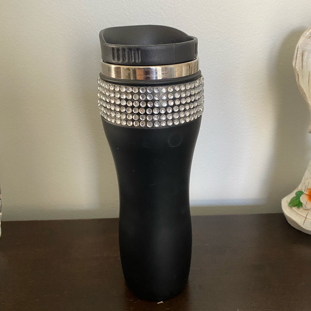 Black Travel Mug with Rhinestone Band